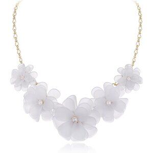 🆕 Women White Flower Collar Necklace Summer Beach Chokers Costume Jewelry Gifts